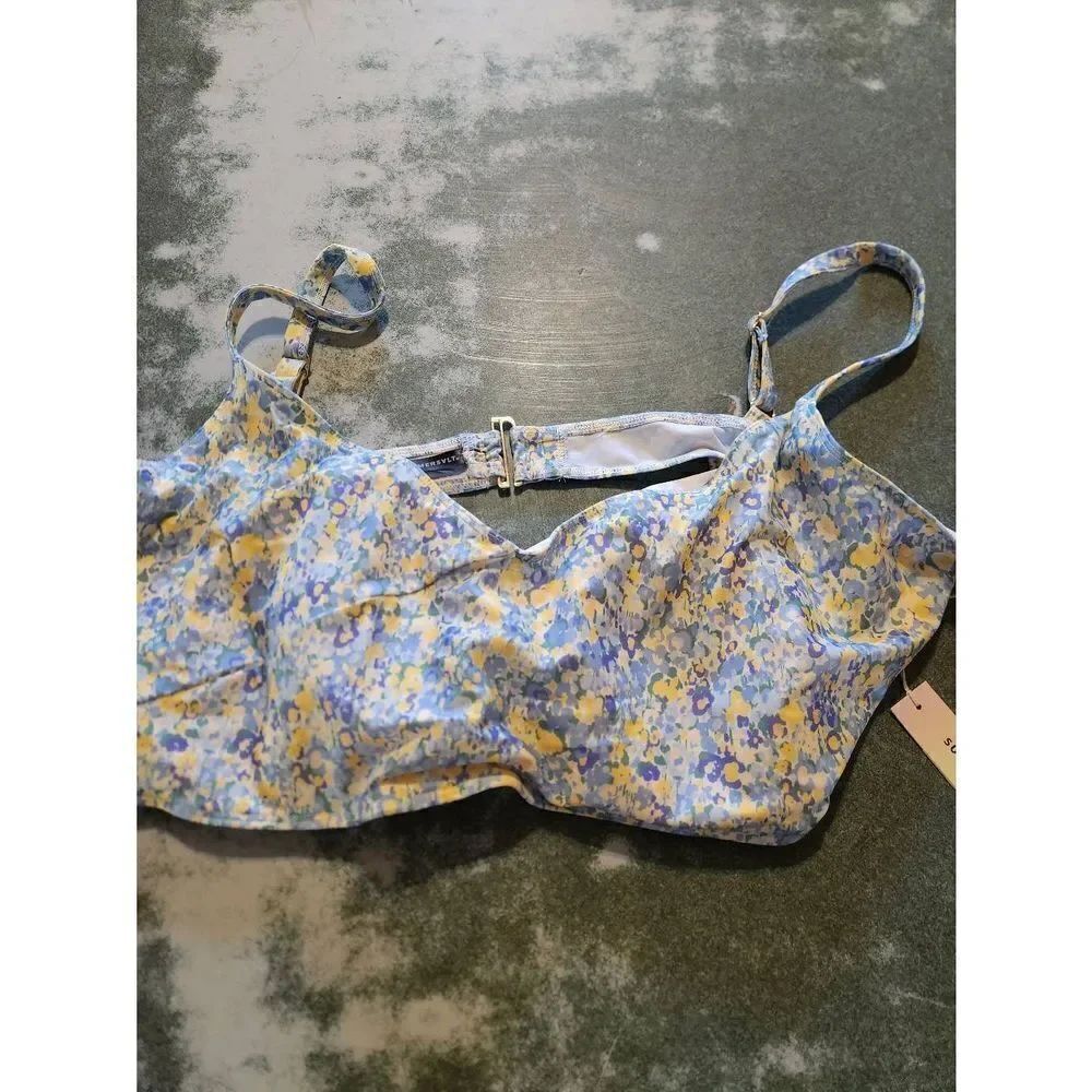 NWT Summersalt The marina Yellow &blue floral bikini top sz 22